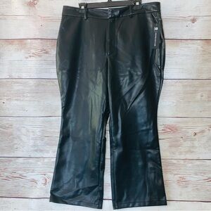 New Bagatelle Black Faux Leather Wide Leg Cropped Pants High Rise Size XL